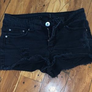 Black Distressed Denim Shorts